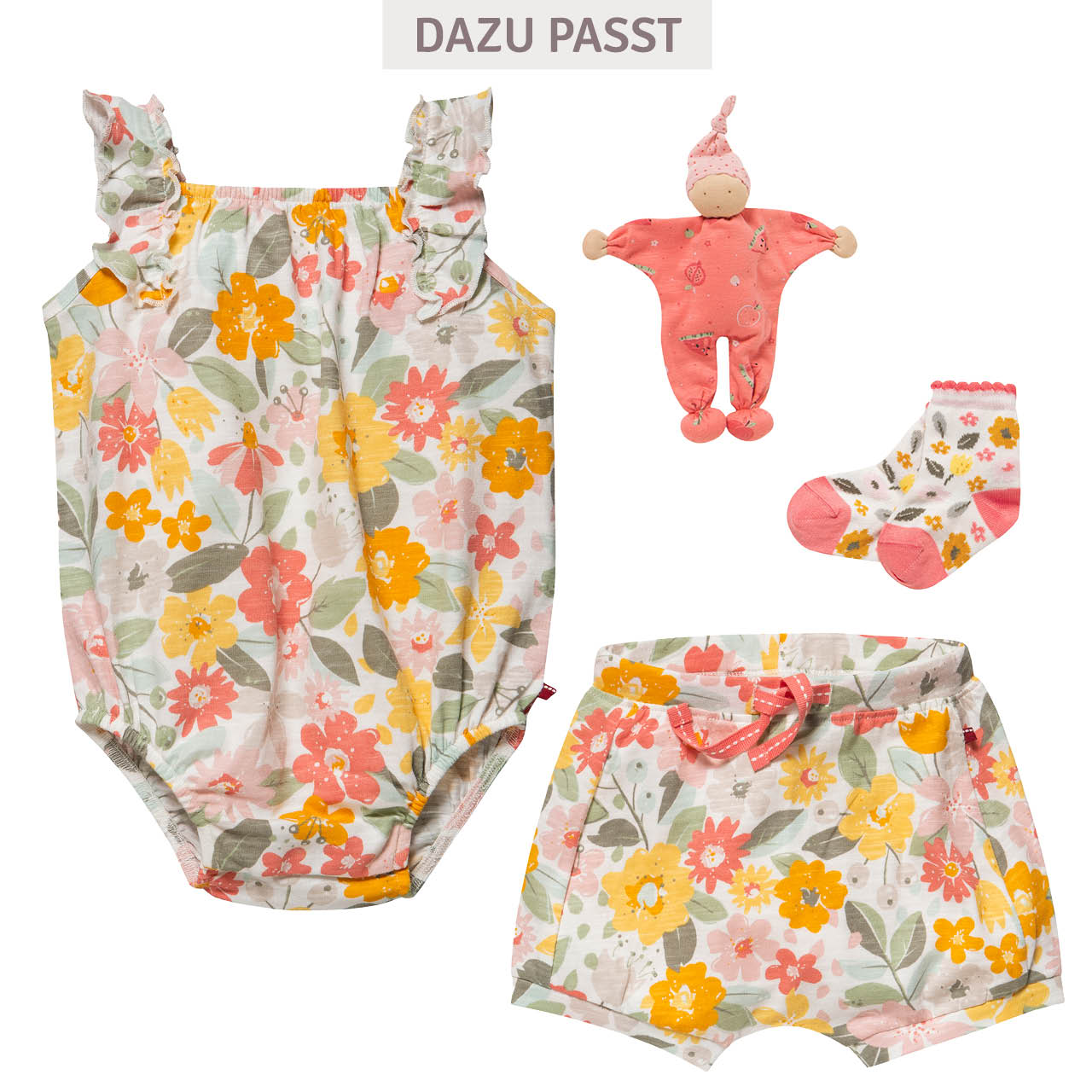 Leichte Shorts Dschungelblumen gelb