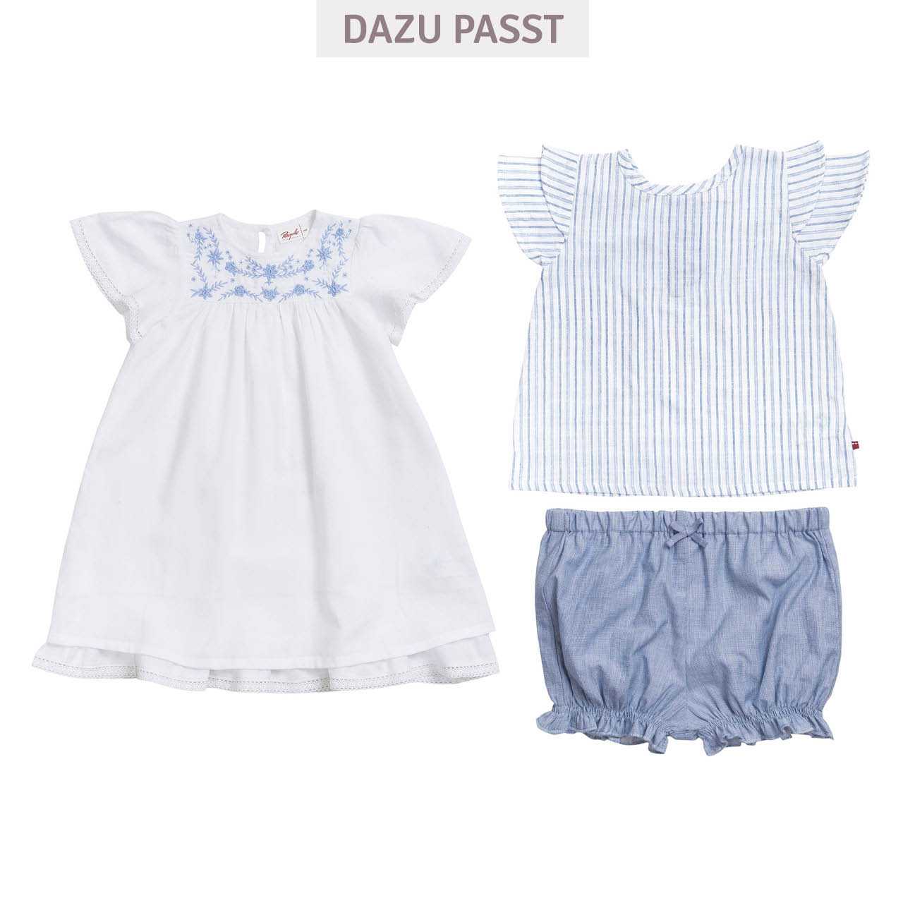 Edle Fil-à-Fil Mädchen Pumphose blau mélange