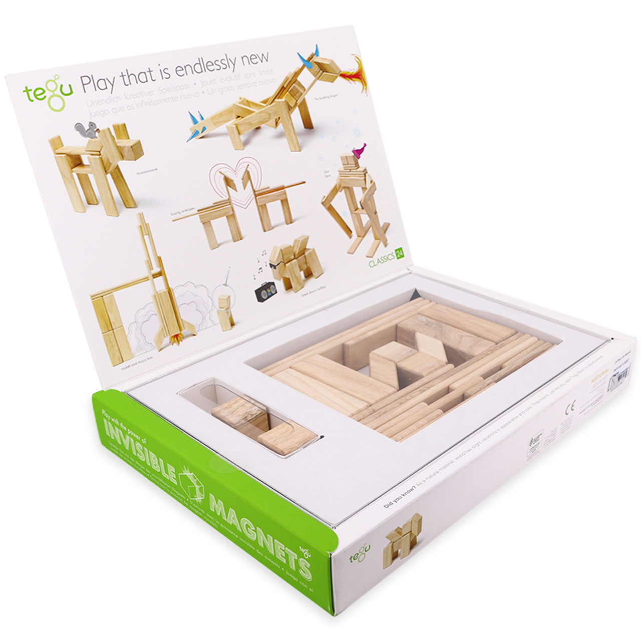 Magnet-Holzbauklötze-Tints 24-teilig Natural