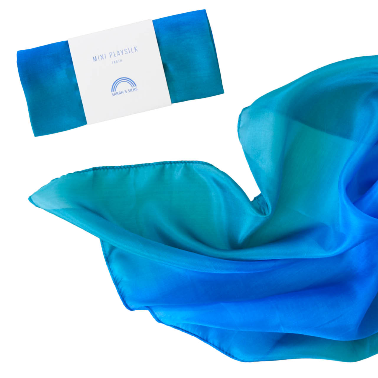 Spieltuch Seide Ozean-blau klein 53 x 53 cm