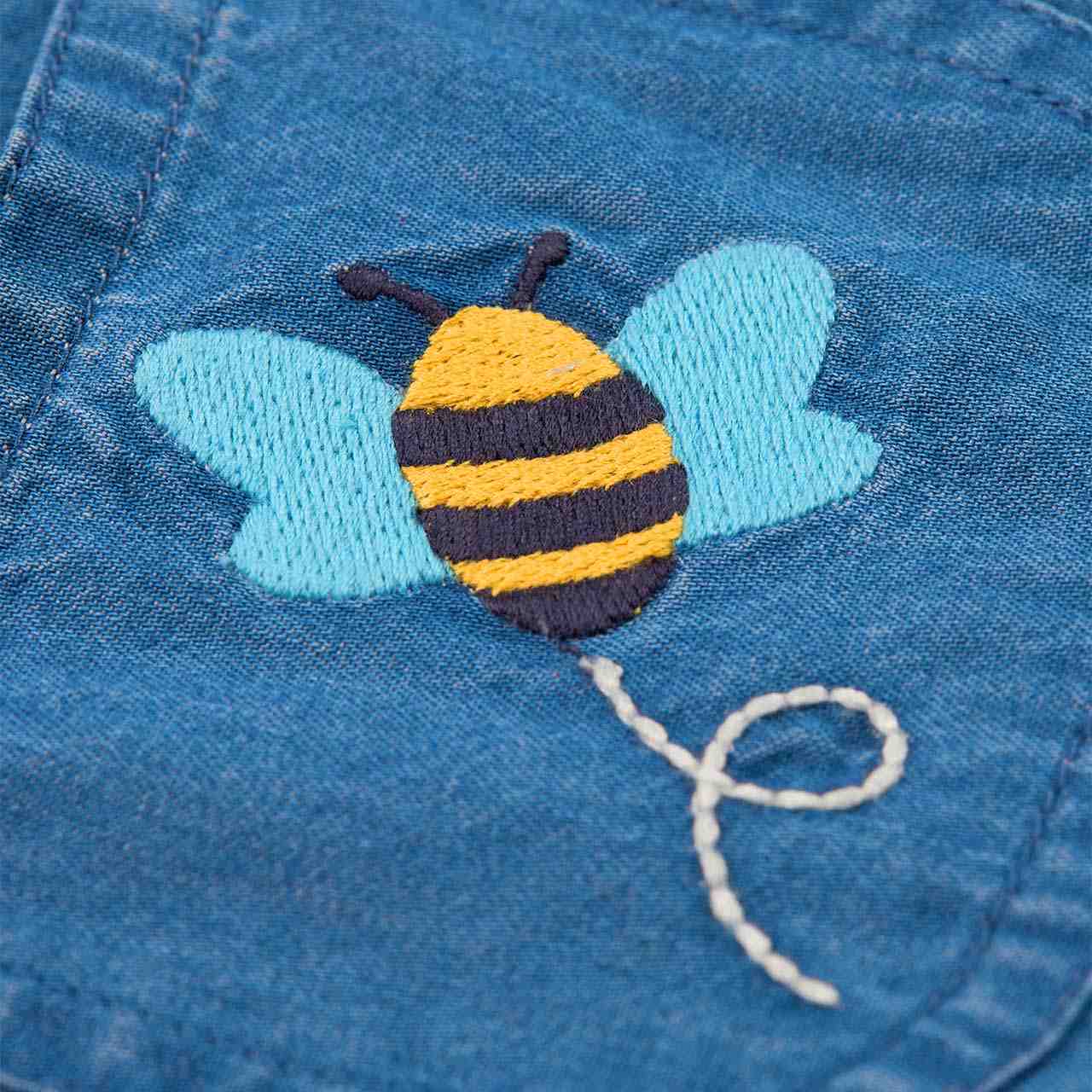 Strampler zum Wenden Bienen jeans-blau