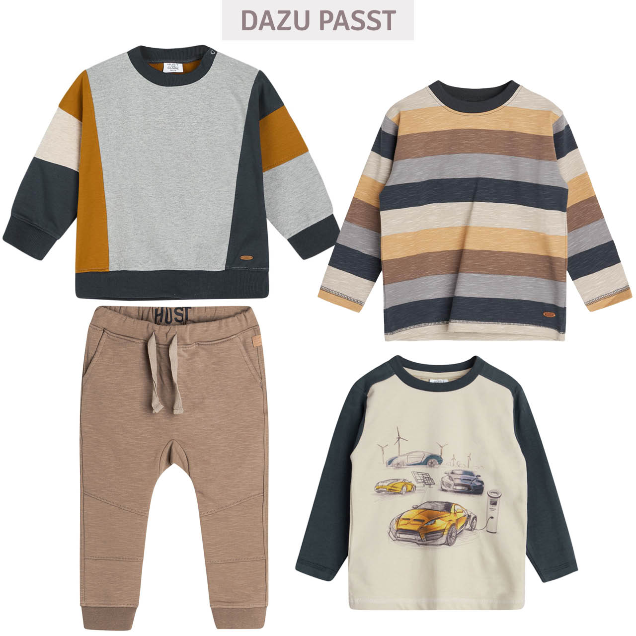 Sweatshirt langarm Bündchen dunkelblau gelbgold