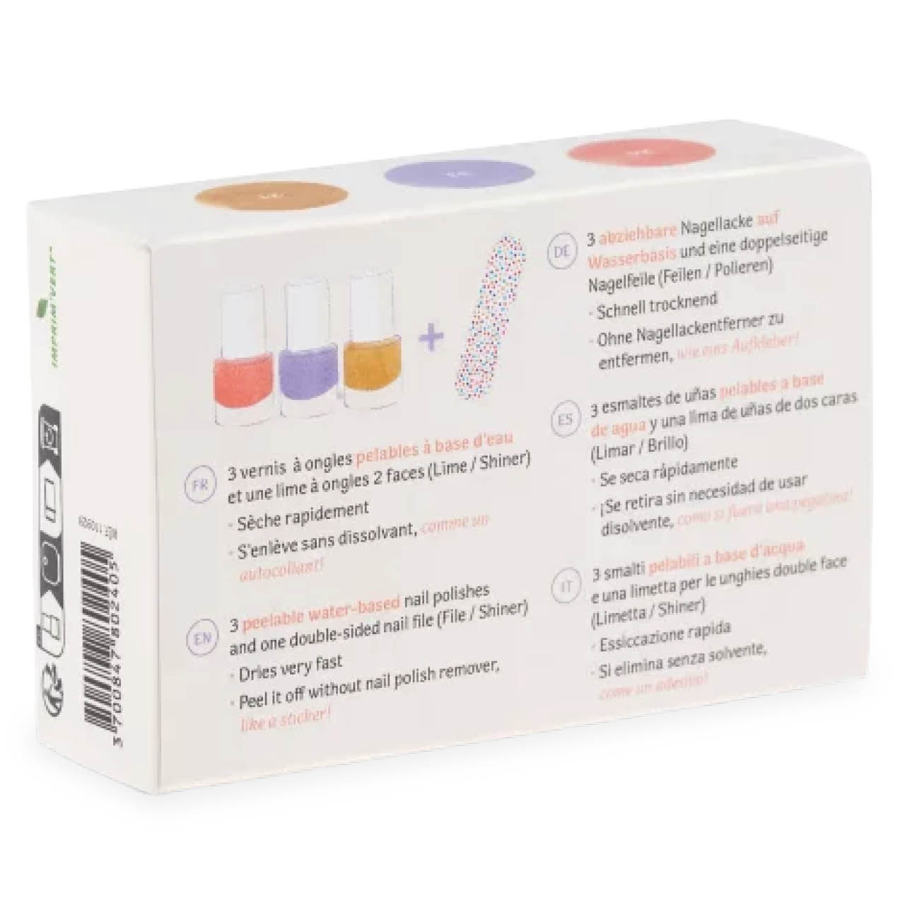 Kinder Nagellack 3er Set Koralle, Lavendelblau, Gold