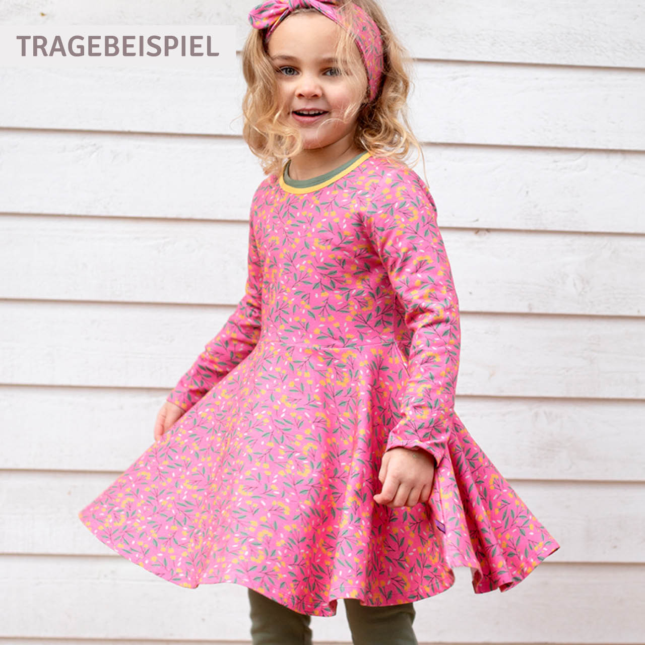 Flatterkleid langarm Vogel lila