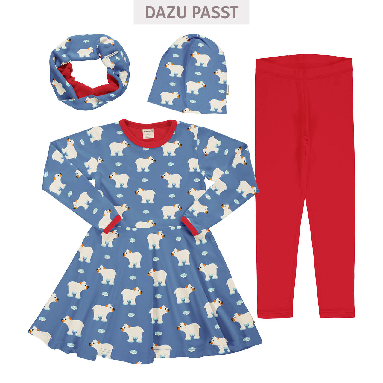 Langarm Flatterkleid Eisbär blau