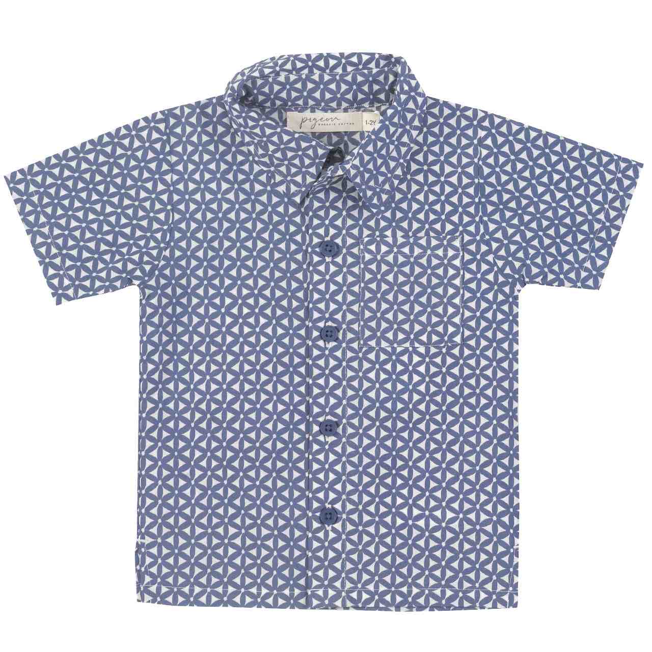 Hemd Block-Print kurzarm Shirt Webstoff