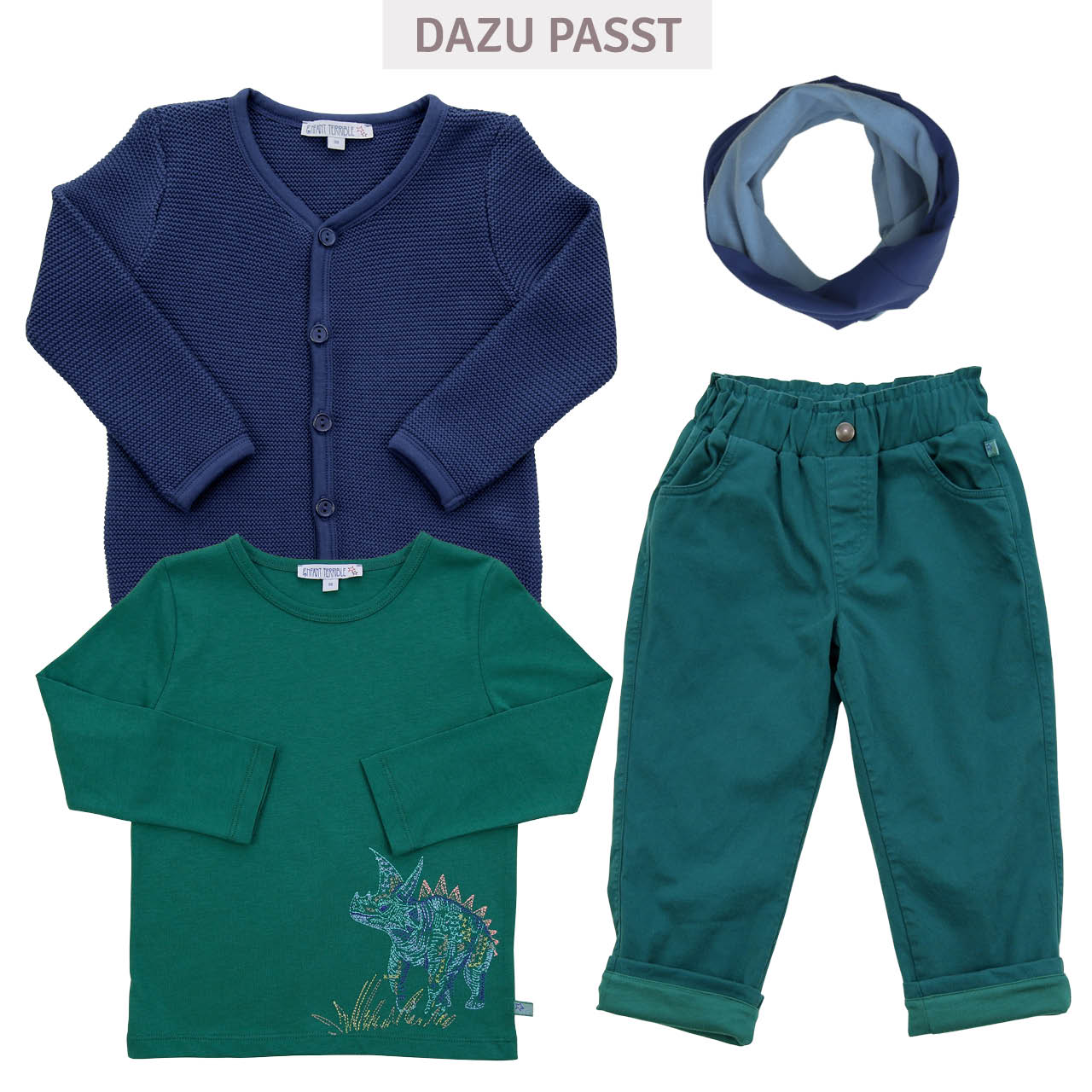 Langarmshirt Dinosaurier-Stickerei smaragd