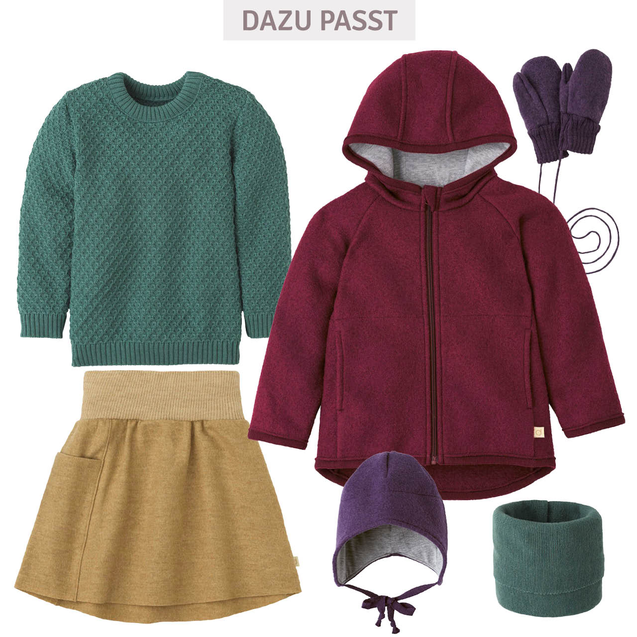Warmer Woll Rock mit Strickbund karamell