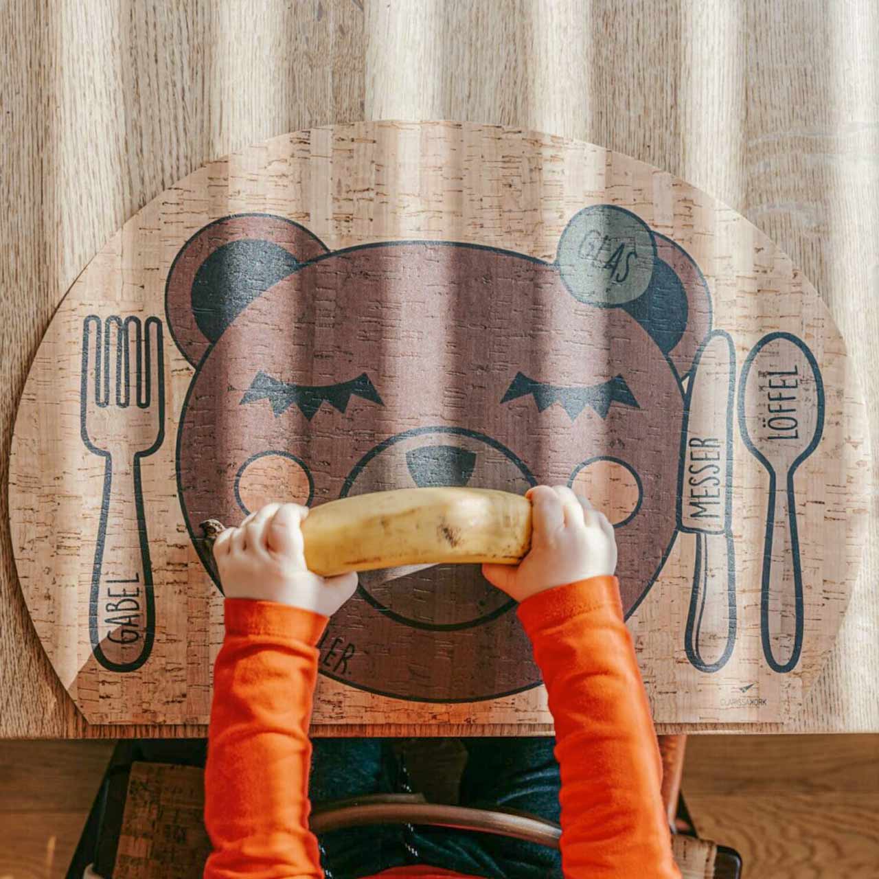 Kinder Tischset aus Korkleder Bär