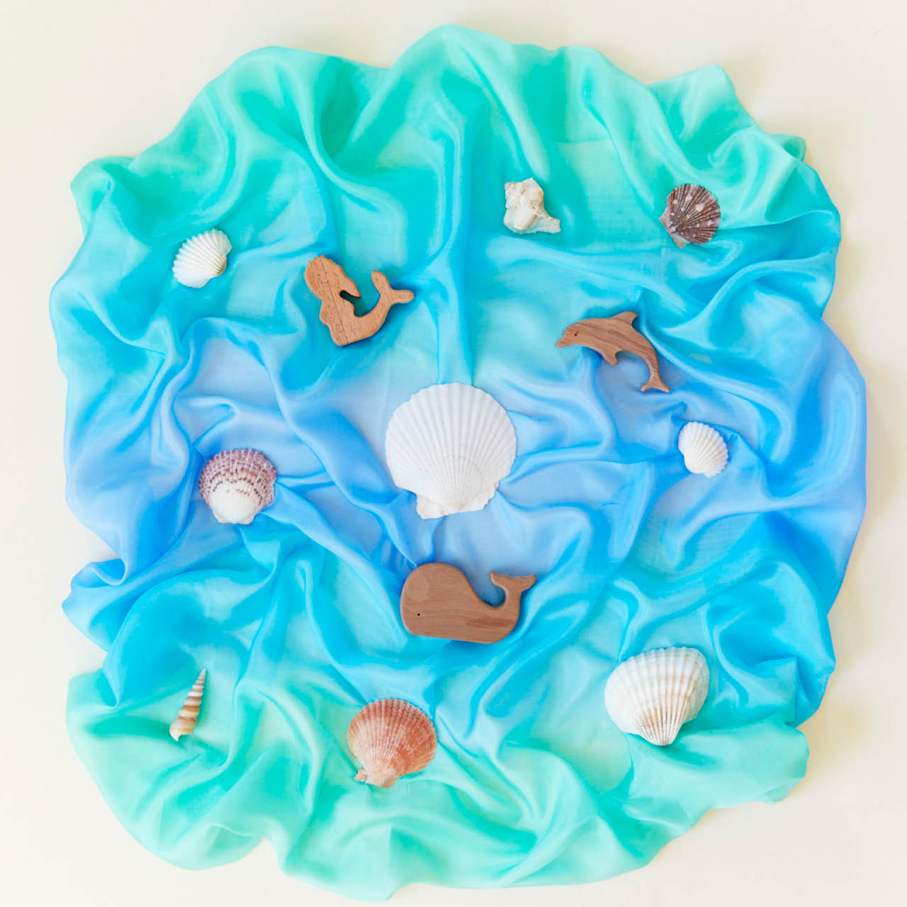 Spieltuch Seide Meer mittel 89 x 89 cm