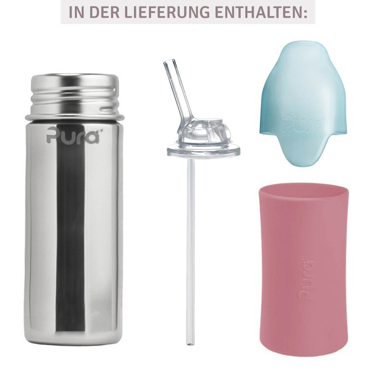 Thermo Trinkhalm Flasche Kids -  rosa