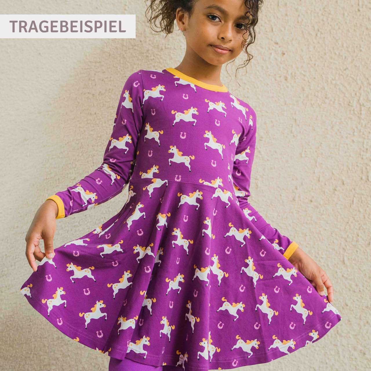 Langarm Flatterkleid Apfel gelb