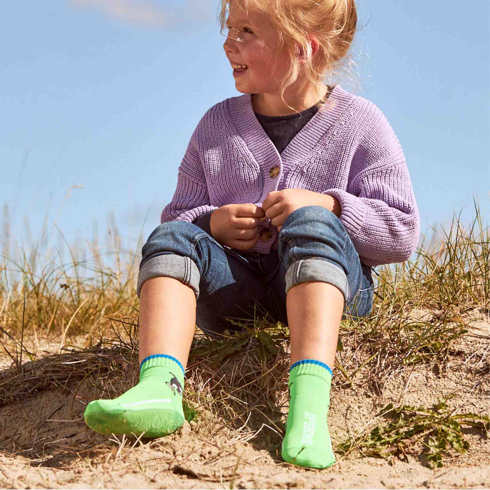 Beachies Kinder Strand- und Wattsocken Wal neon-grün