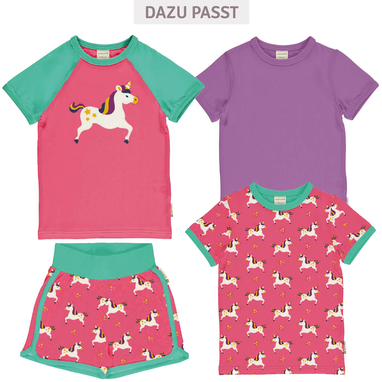 Kurze Shorts Einhorn rosa