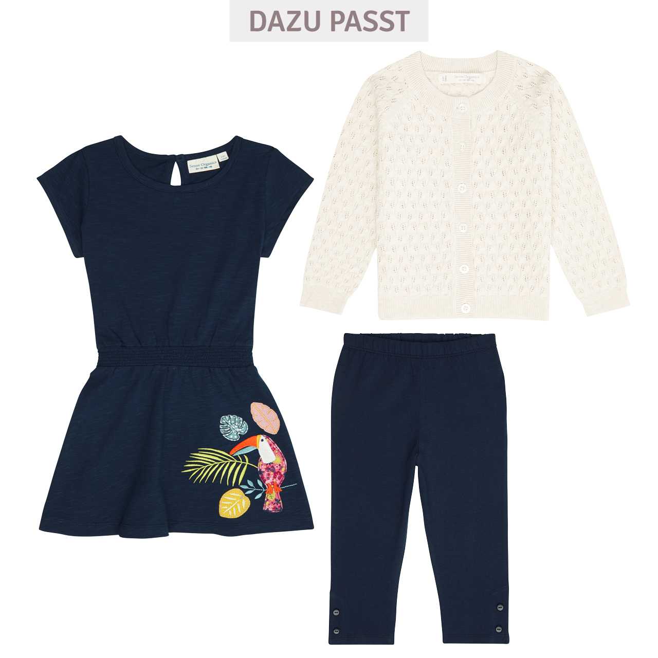 Leichtes Sommer Kleid Vogel navy