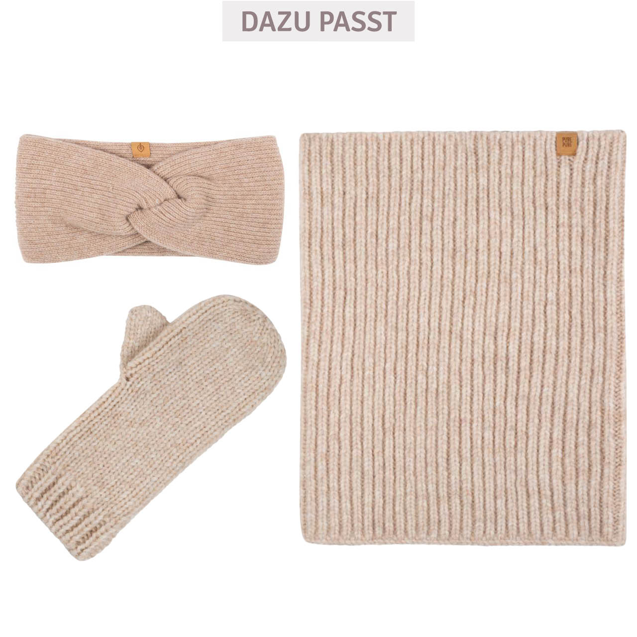 Damen Fäustel Babyalpaka Wolle Fäustel beige