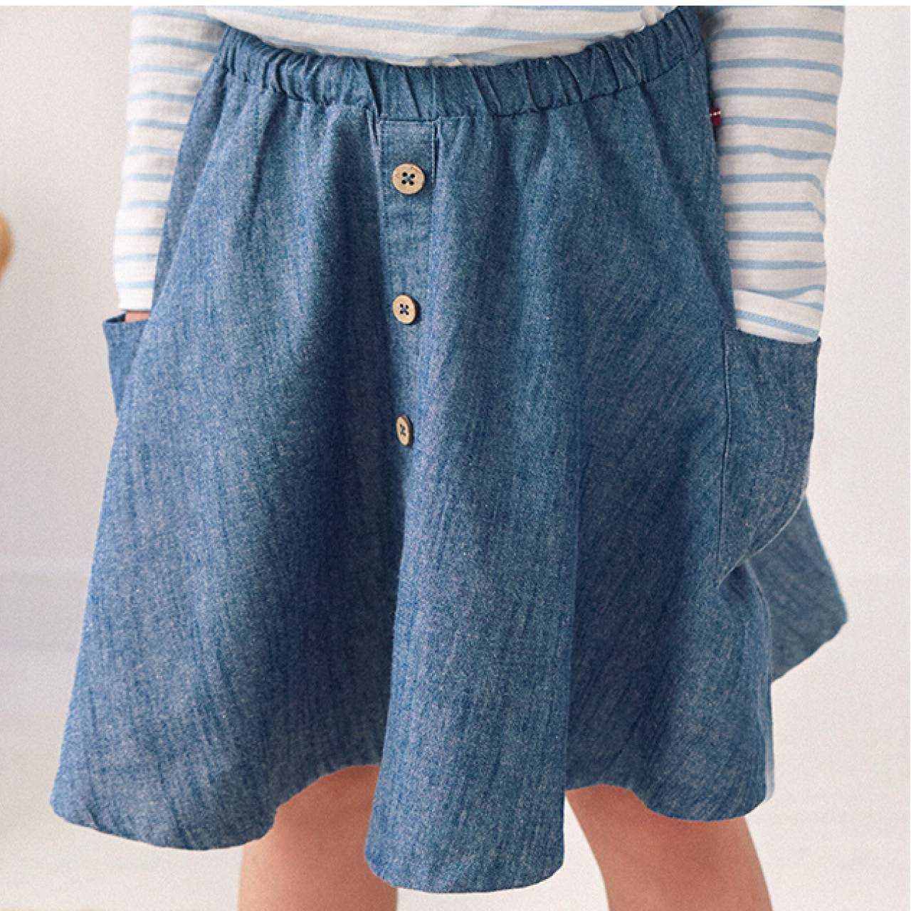 Leichter Baumwoll Faltenrock jeansblau meliert Leichter Baumwoll Faltenrock jeansblau meliert