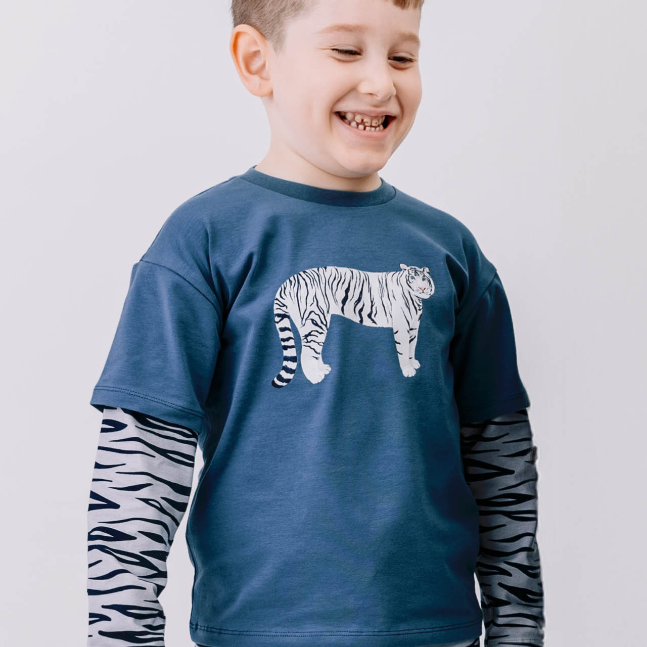 Tiger Langarmshirt blau