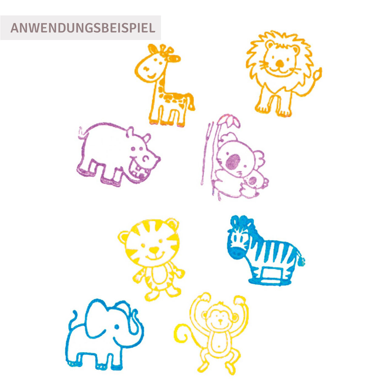 Stempel-Set Wilde Tiere – 8 Stempel und Stempelkissen