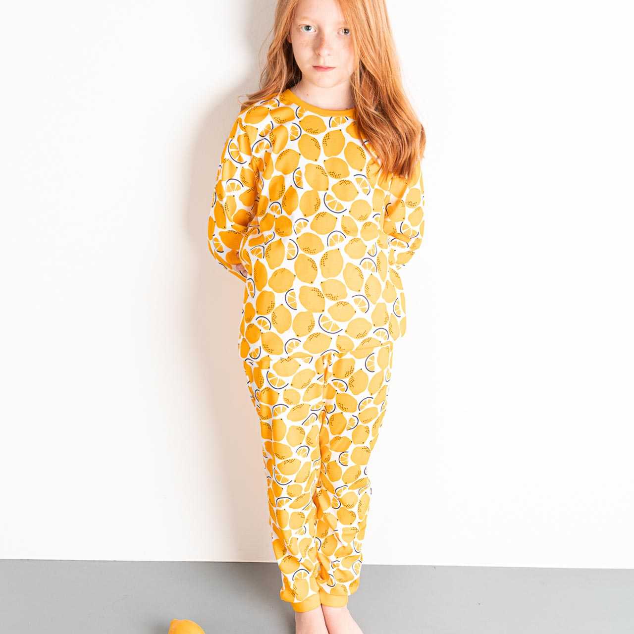 Schlafanzug mit Arm- und Fussbündchen - Zitronen