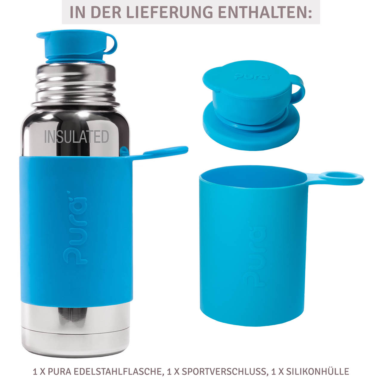 Thermo Trinkflasche Sportverschluss aqua-blau 475ml