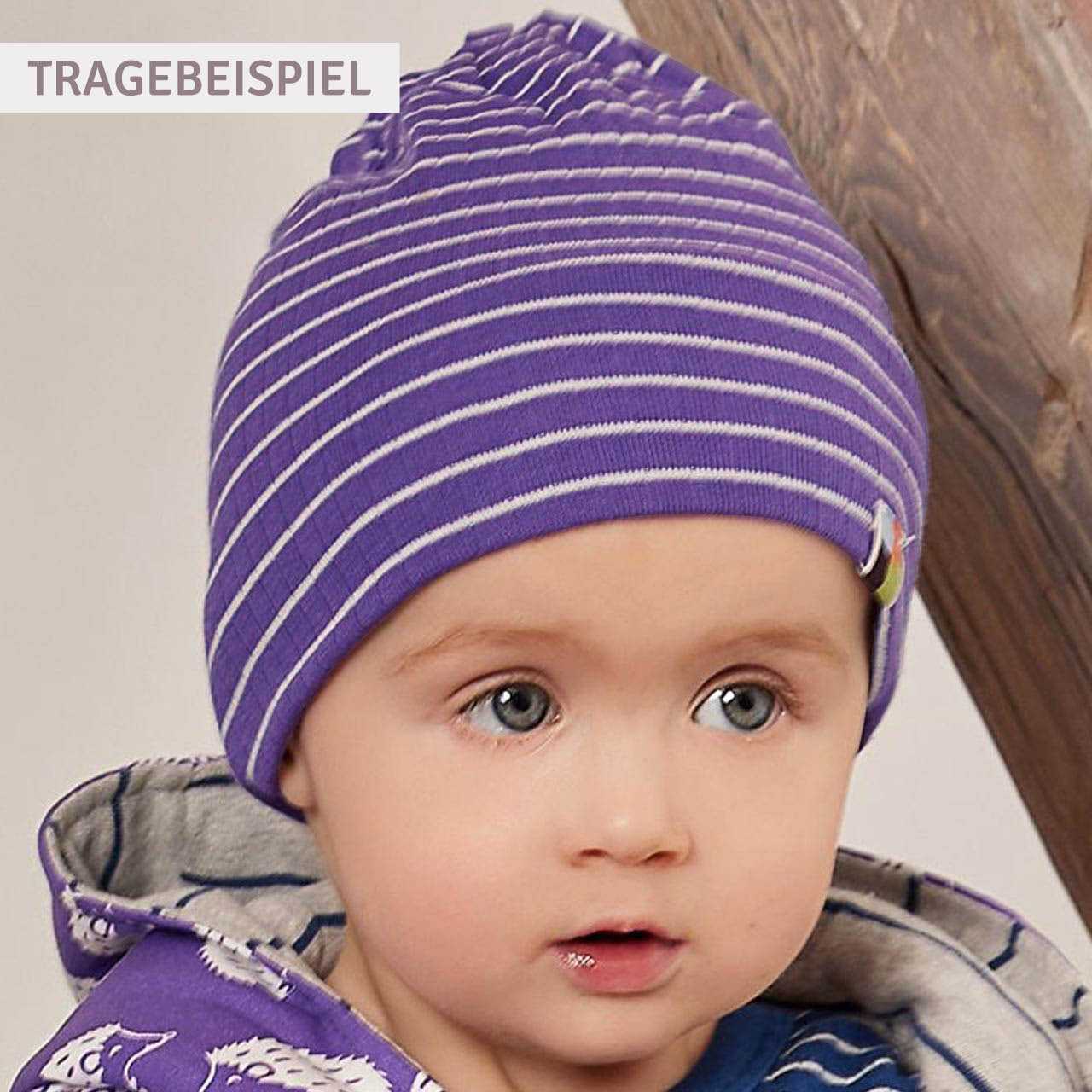 Gerippte Beanie marine gestreift