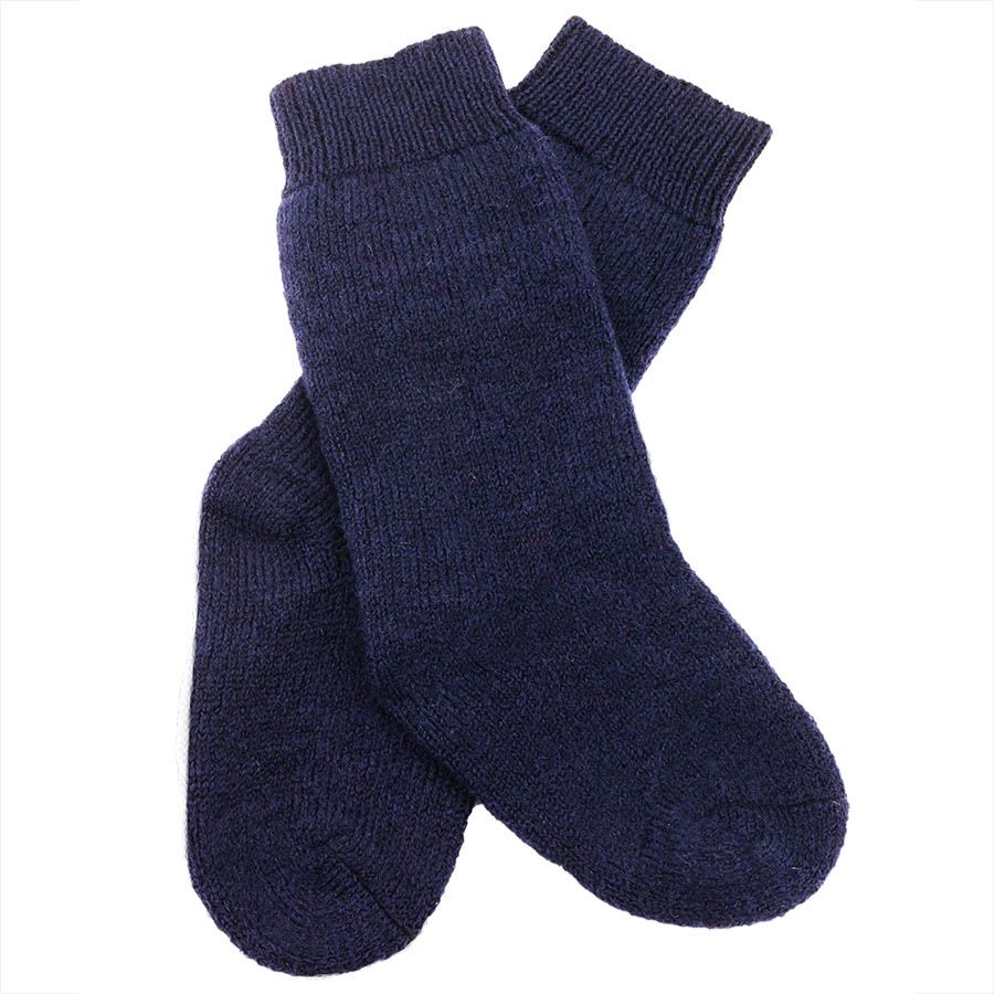 Lange Vollplüsch Socken Wolle warm dick marine