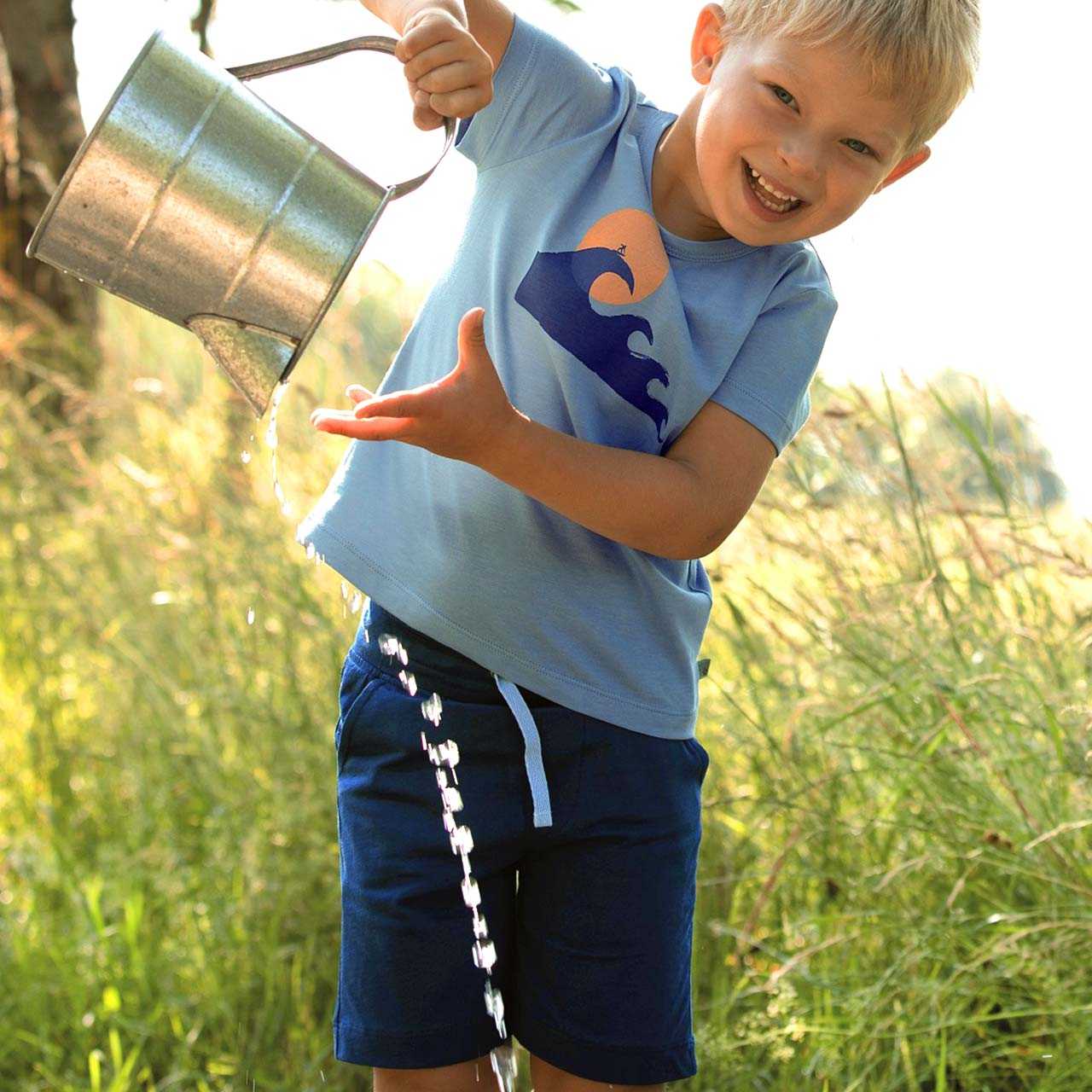 Leichte Jungen Shorts Uni dunkelblau