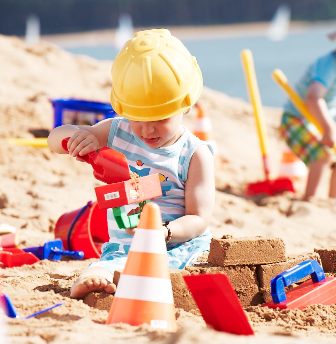 Backsteinform Sandspielzeug grüner Griff