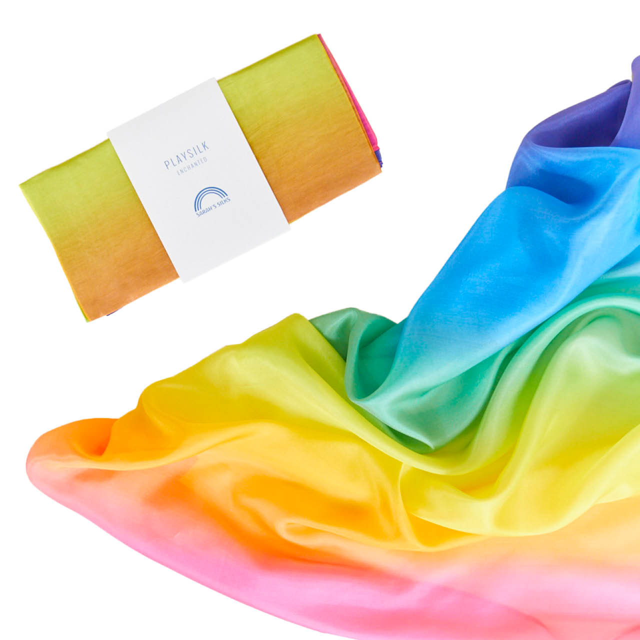 Regenbogen Spieltuch Seide mittel 89 x 89 cm