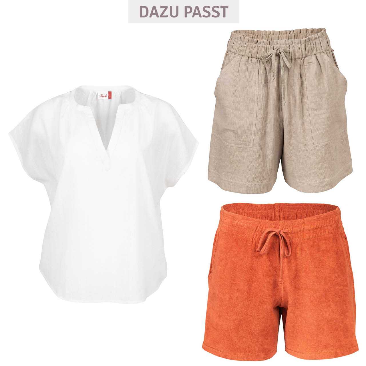 Leichte Damen Musselin Shorts Oversized-Style dunkelsand