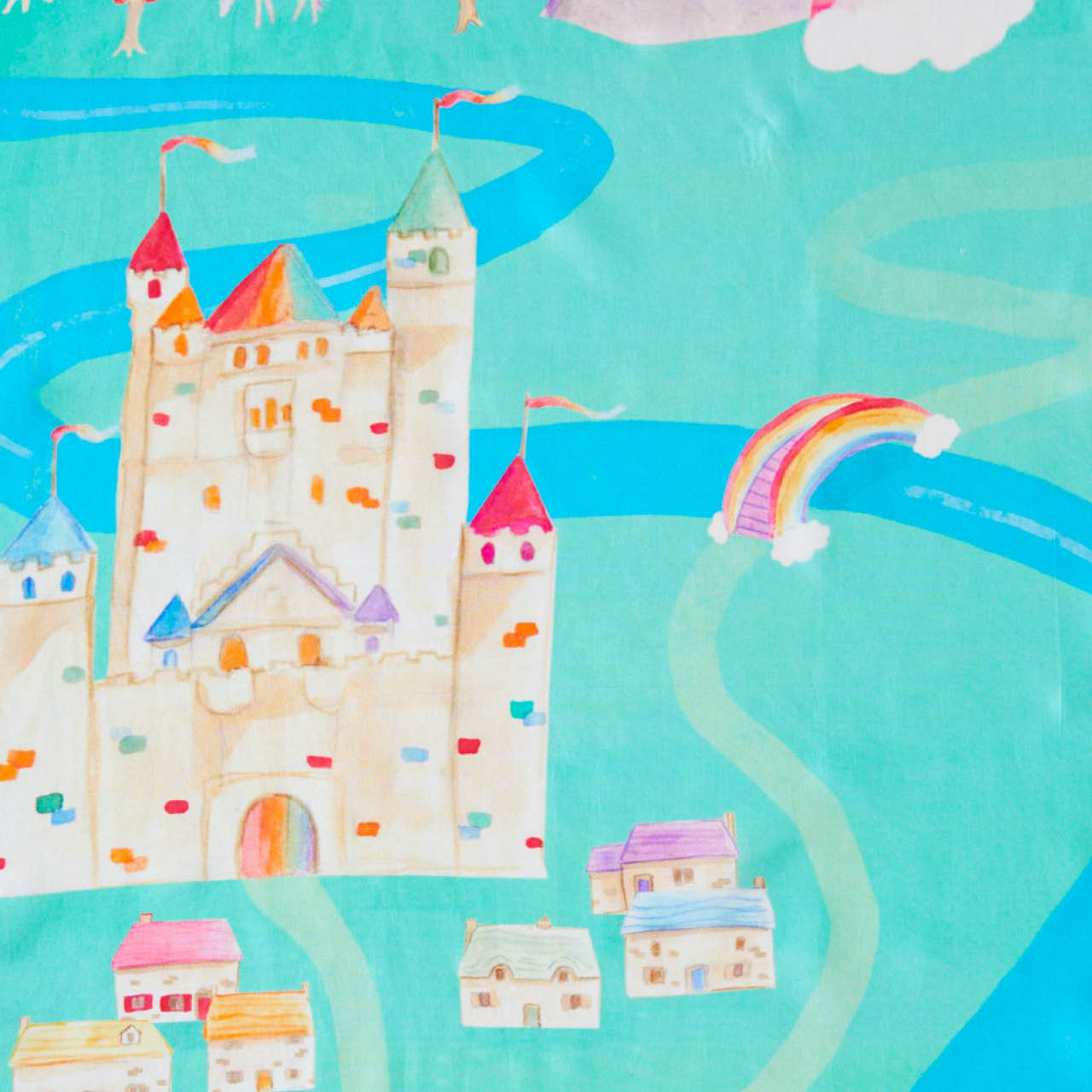 Spieltuch Seide Regenbogenland 53 x 53 cm