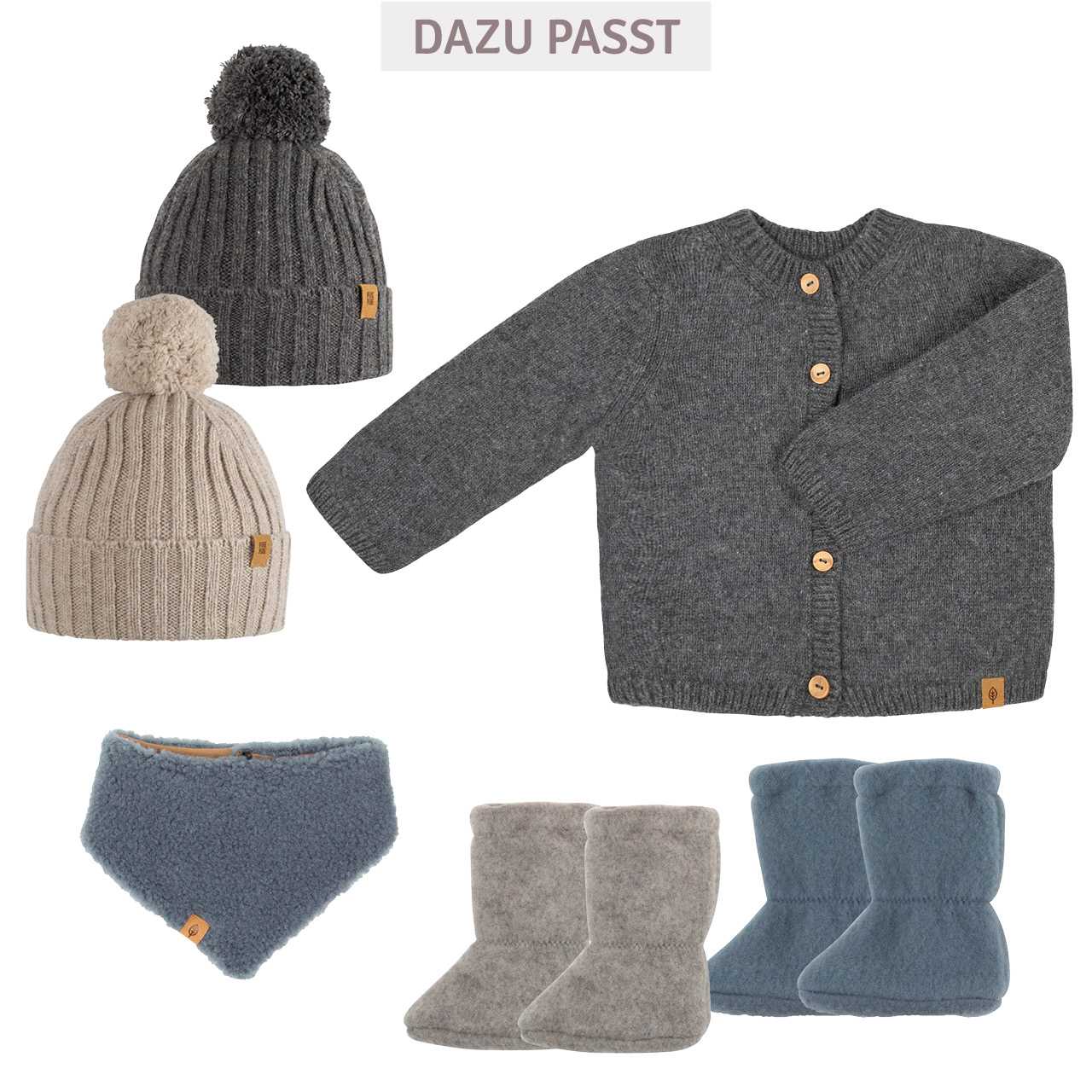 Alpaka-Merino Umschlag Beanie schiefer-melange