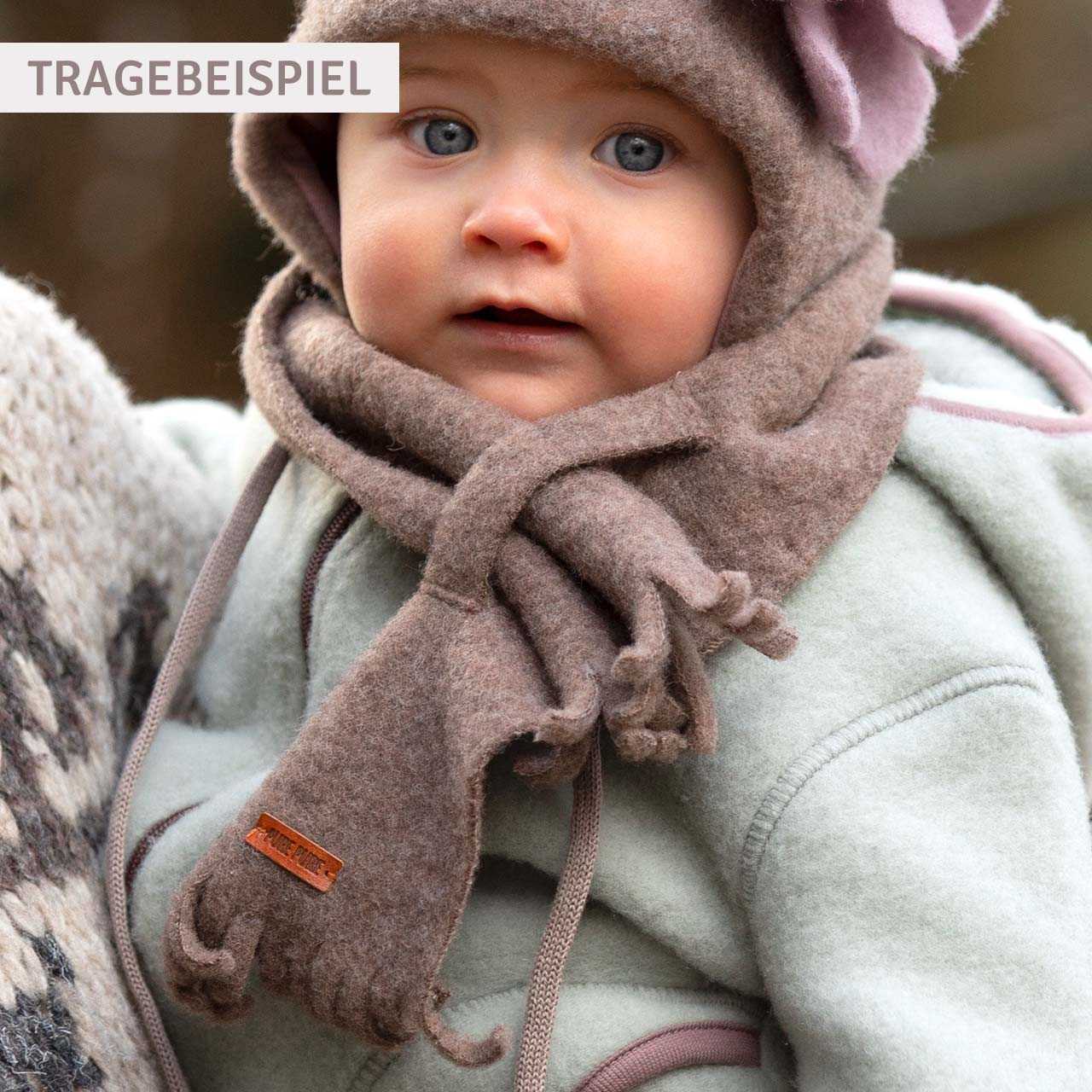 Steckschal Wolle 70 cm ca. 1-3 Jahre dunkelbeige