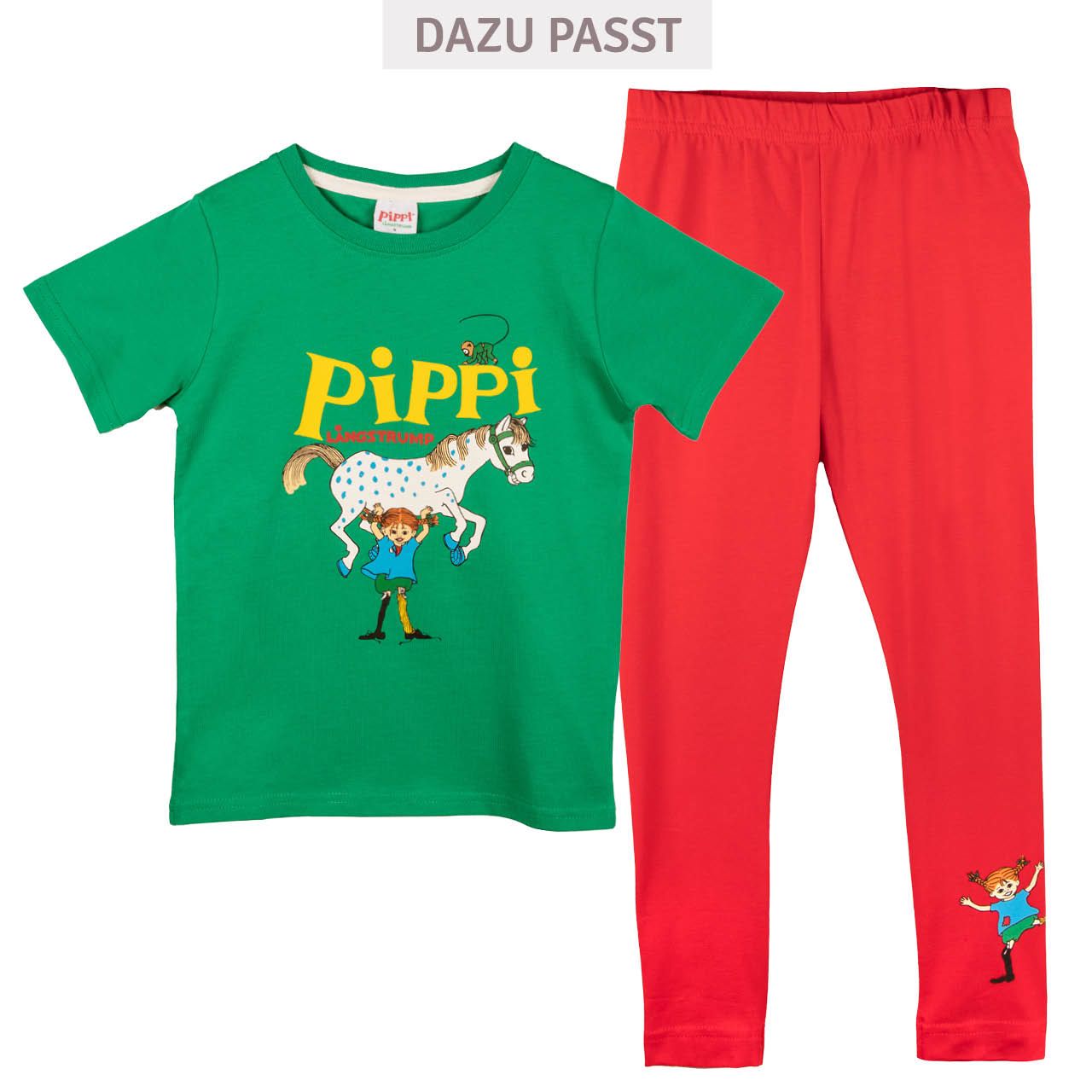 Shirt kurzarm Pippi Langstrumpf grün