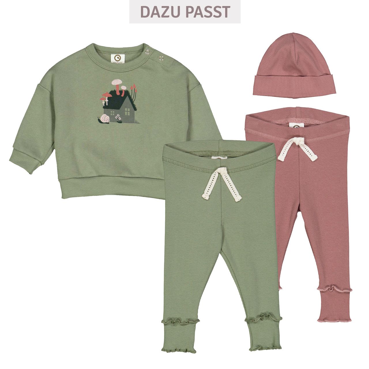 Cooles Baby Sweatshirt Häuschen khaki