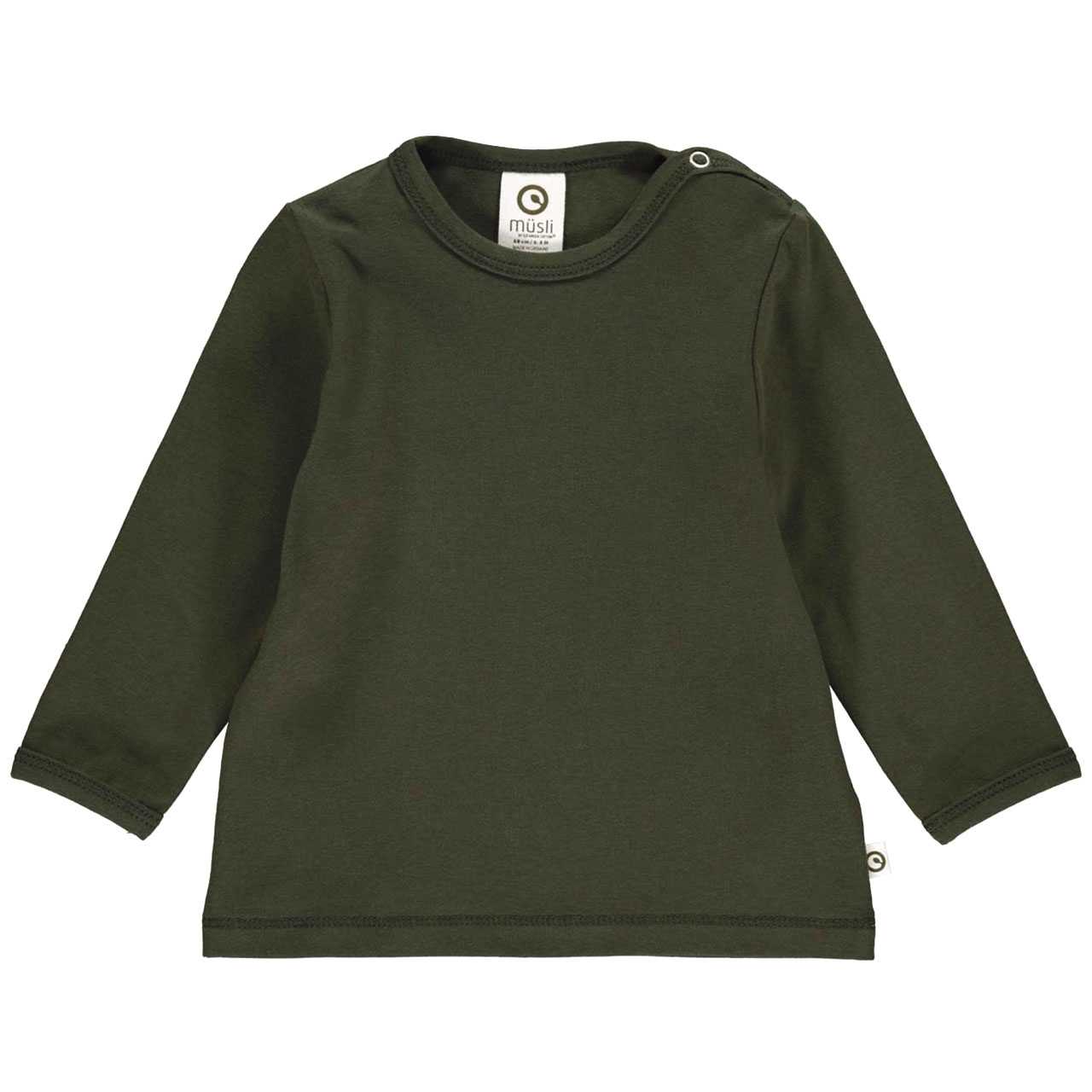 Dehnbares Basic Langarmshirt deep green