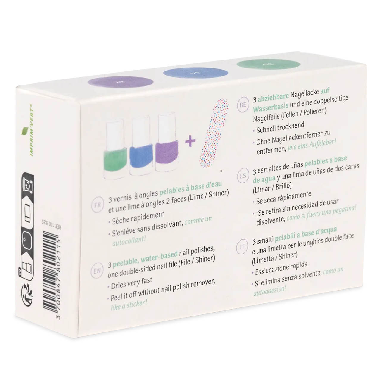 Kinder Nagellack 3er Set Karibik, Electric Blue, Glitzer Violett