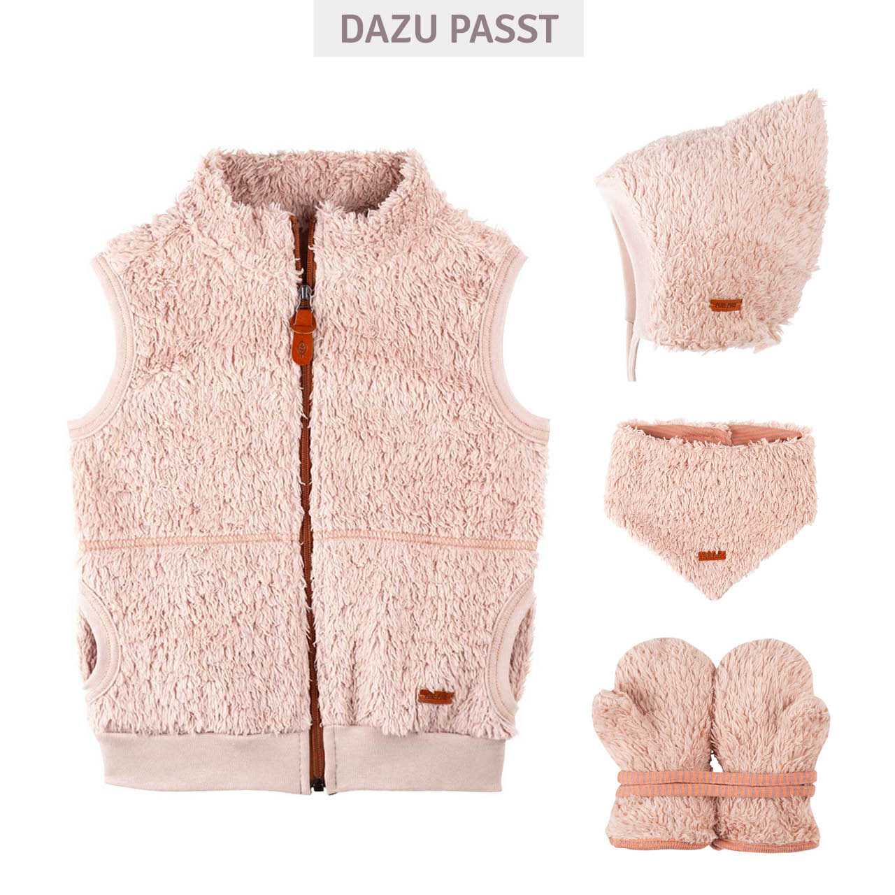 Baby Plüsch Mütze zum Binden rosa