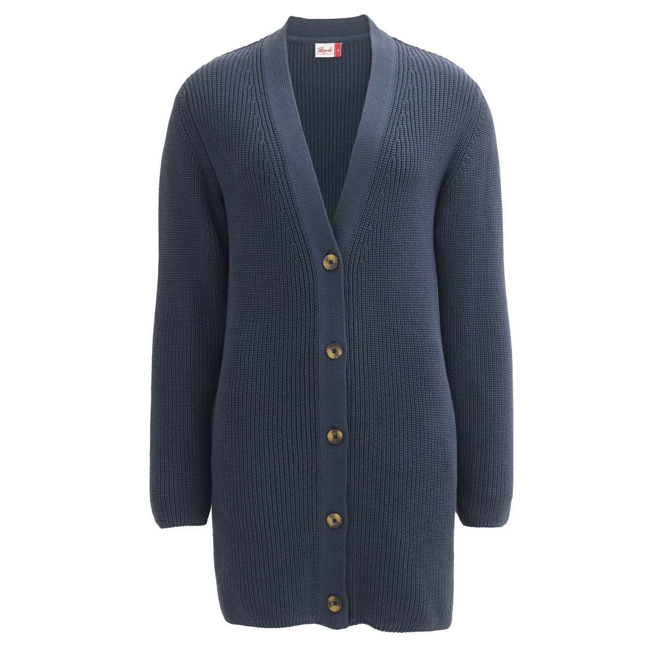 Längere Damen Strickjacke rauchblau