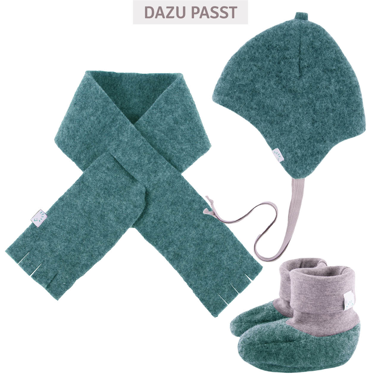 Warme Wollfleece Babyschuhe petrol