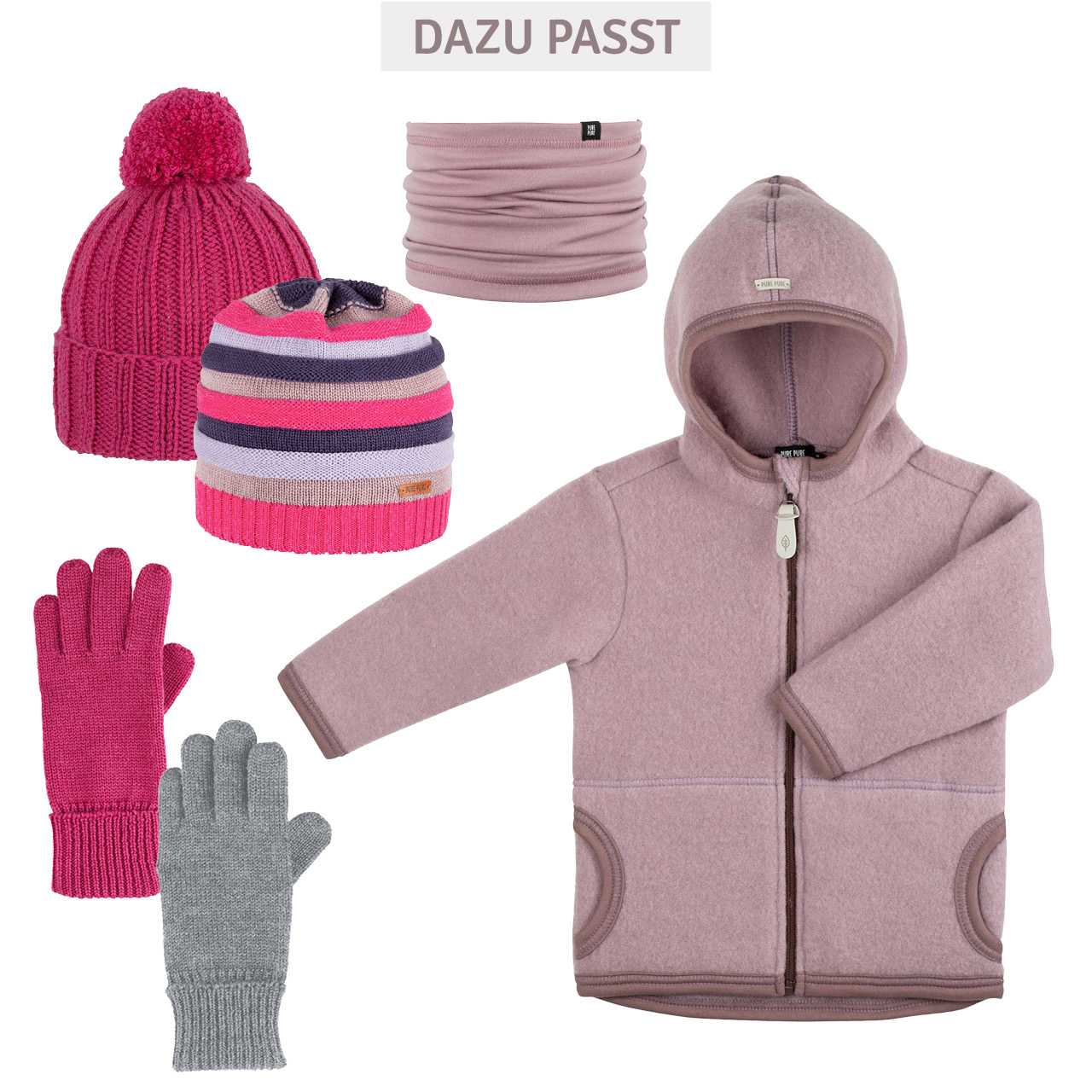 Strick Woll Fingerhandschuhe pink