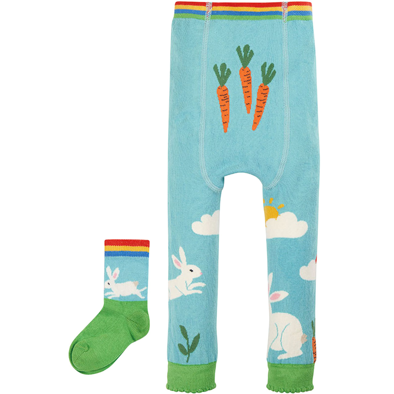 2er Strick Set Leggings mit Socken Hasen hellblau