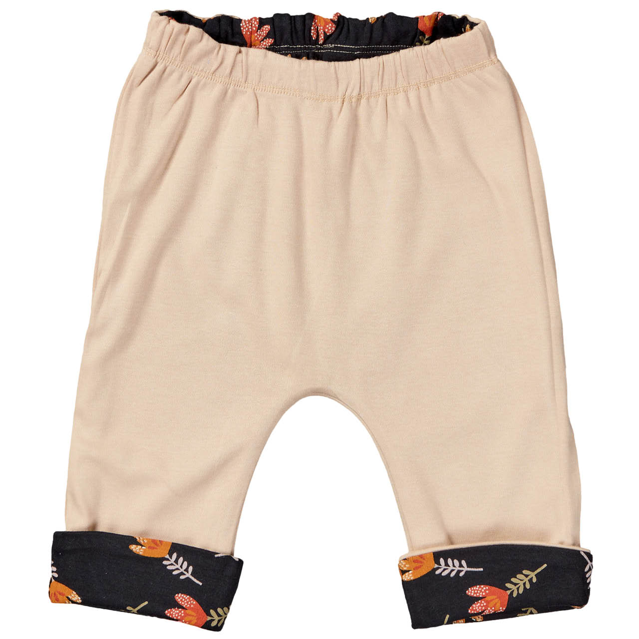 Doppellagige Wendehose Blumen beige schwarz