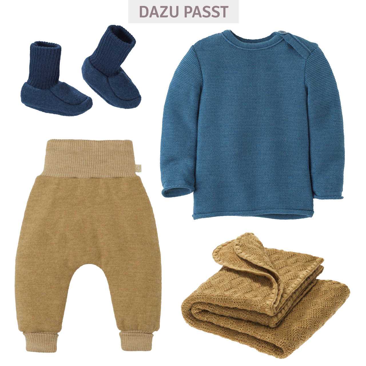Baby Pullover Schurwolle taubenblau
