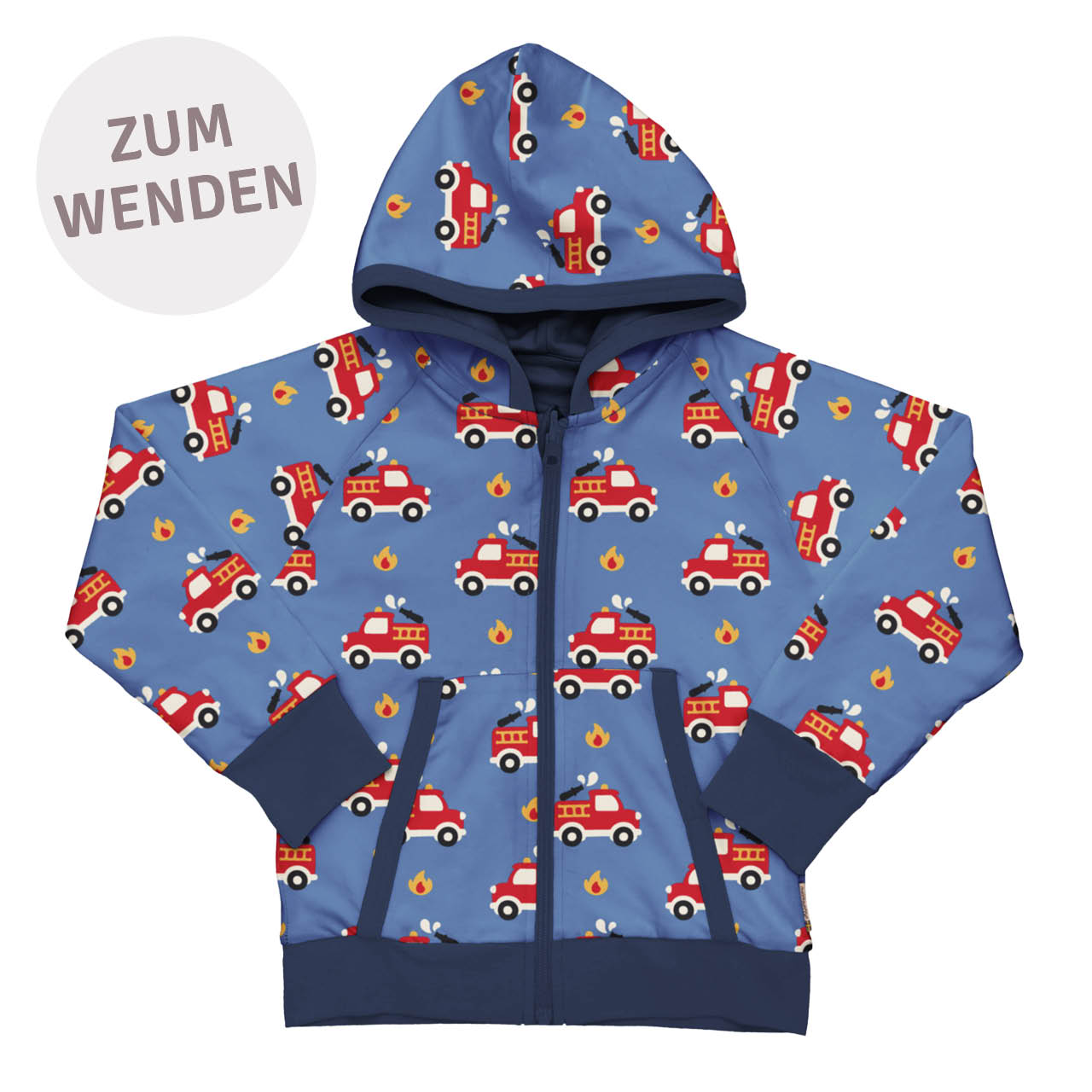 Kapuzenjacke zum Wenden Feuerwehrauto blau