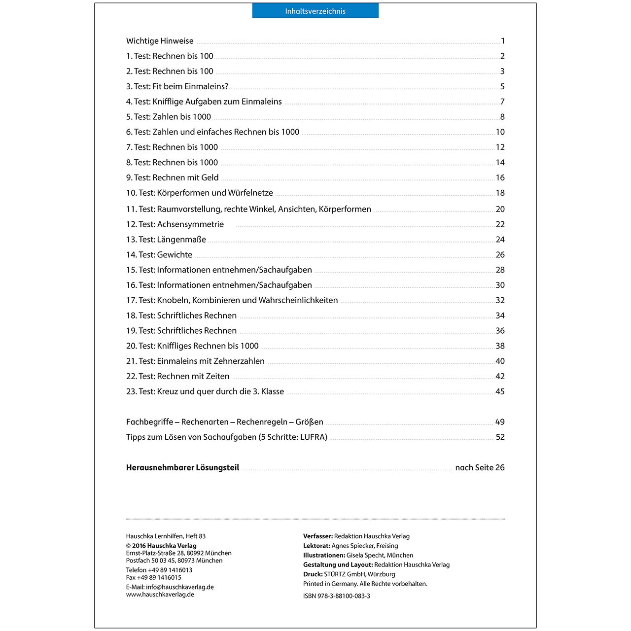 Tests in Mathe – Lernzielkontrollen 3. Klasse