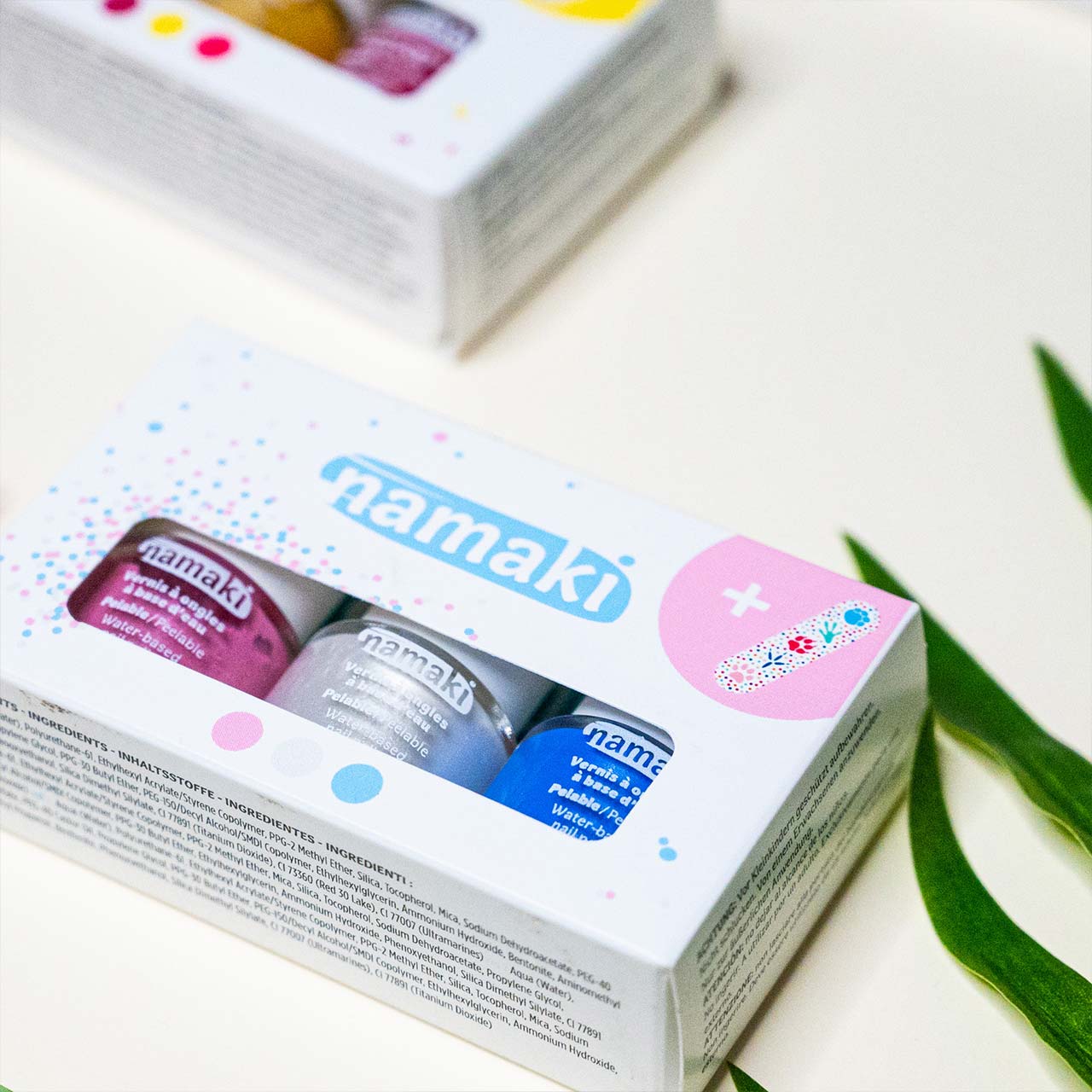 Kinder Nagellack 3-er Set – Rosa, Perlmuttweiß, Himmelblau