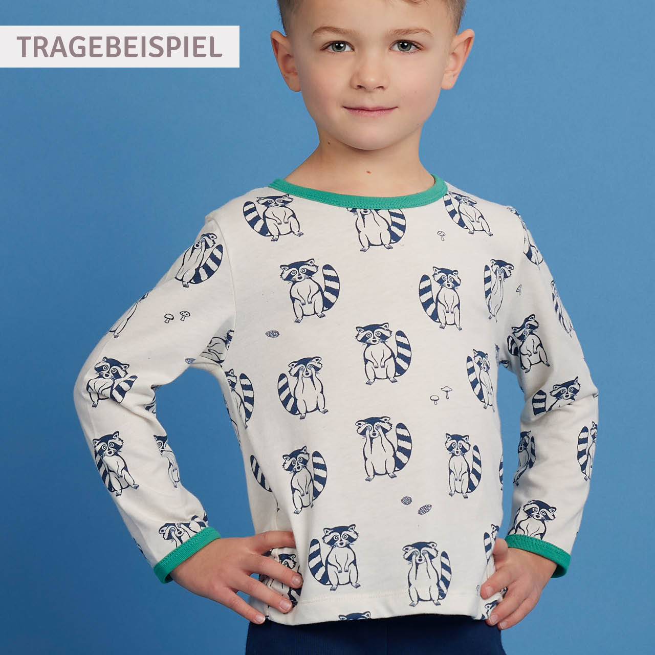 Leichtes Shirt langarm Eule blau