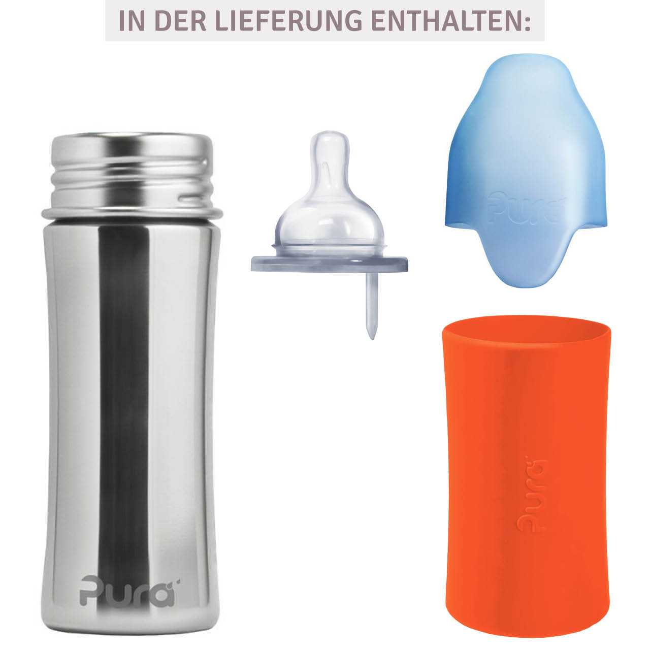 Pura kiki Babyflasche mitwachsend ab 3 Monate orange